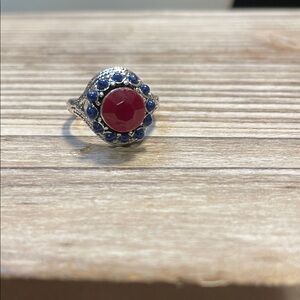 Elegant Silver and Red Ring